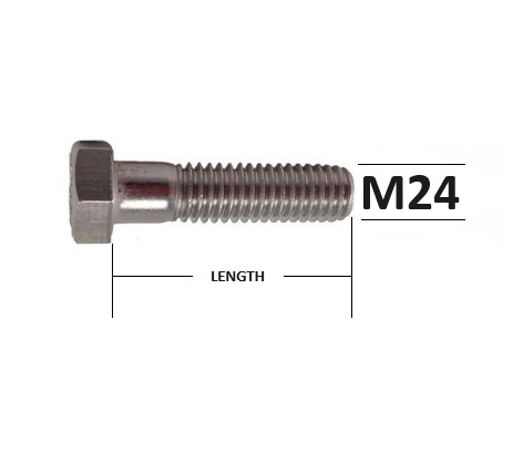 M24 Bolts Stainless Steel Grade 304 Select Length